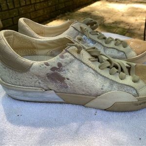 Dolce Vita cow print, pony hair sneakers